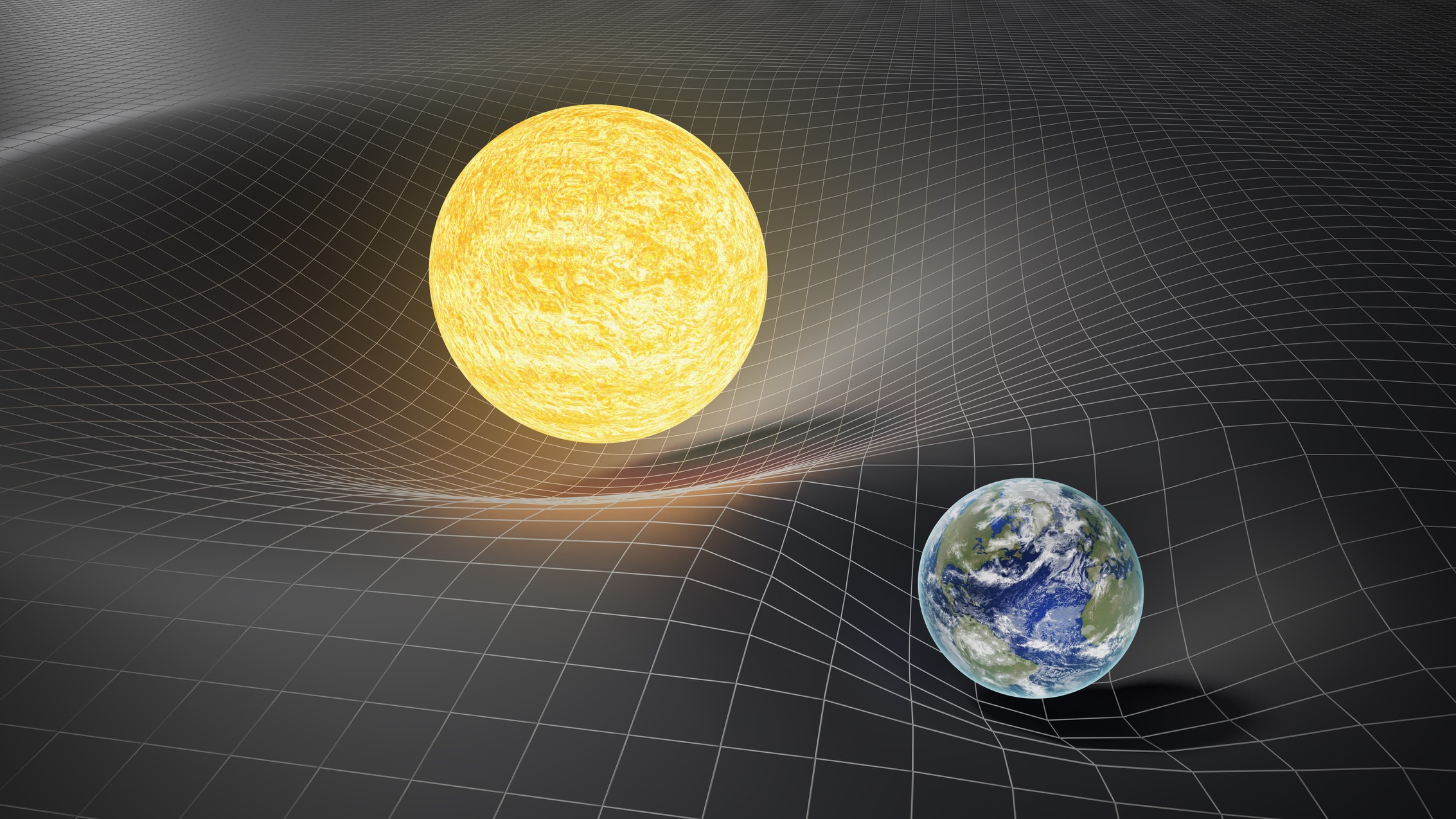 Earth and Sun warping space, Eisntein's explanation for gravity
